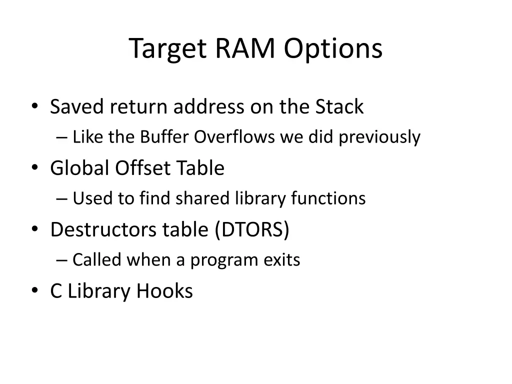 target ram options