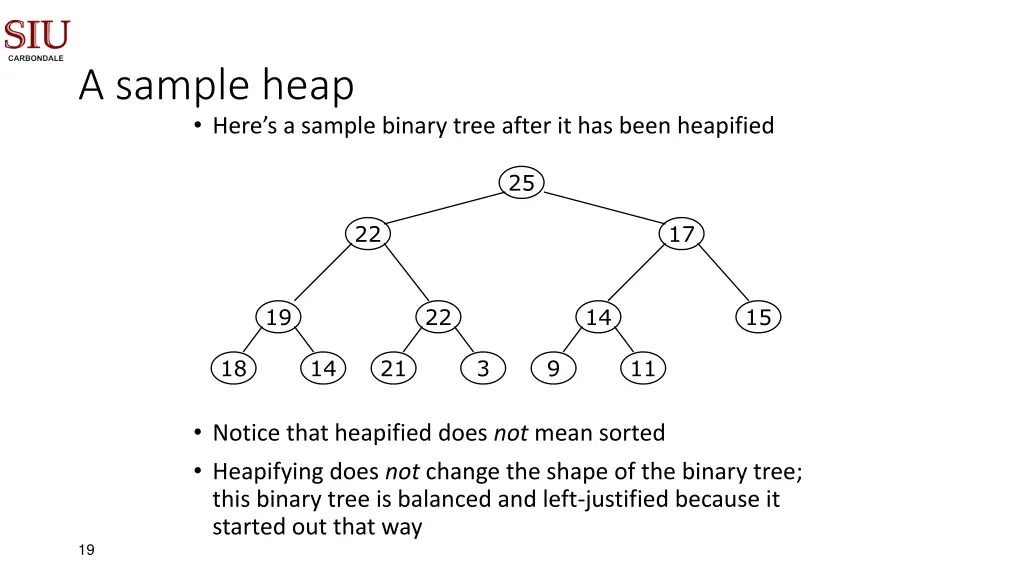 a sample heap here s a sample binary tree after