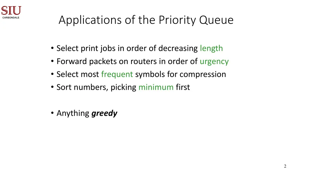 applications of the priority queue