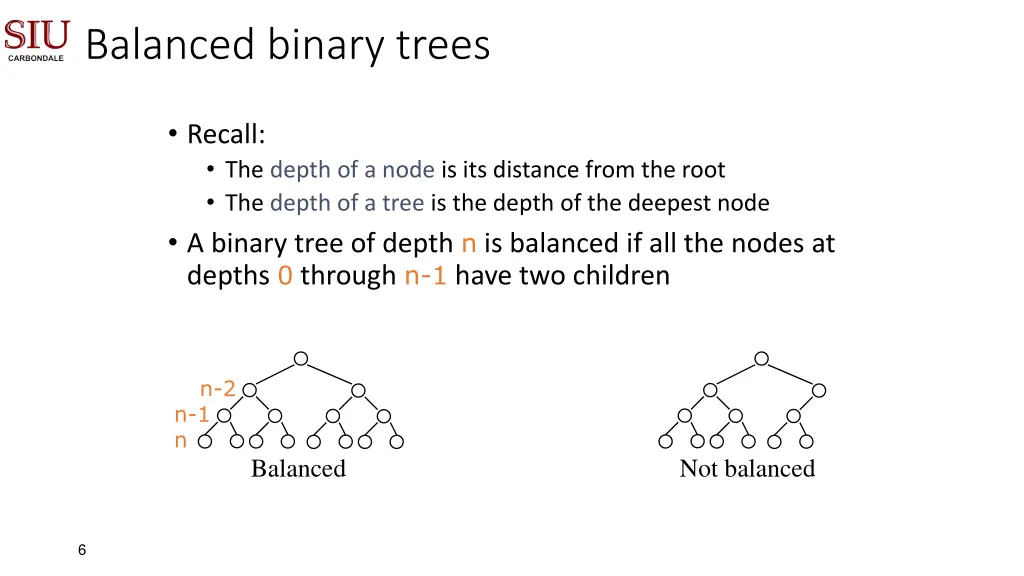 balanced binary trees