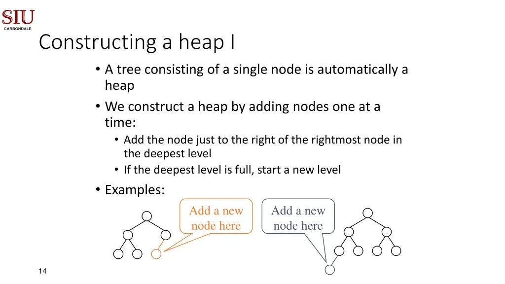 constructing a heap i a tree consisting