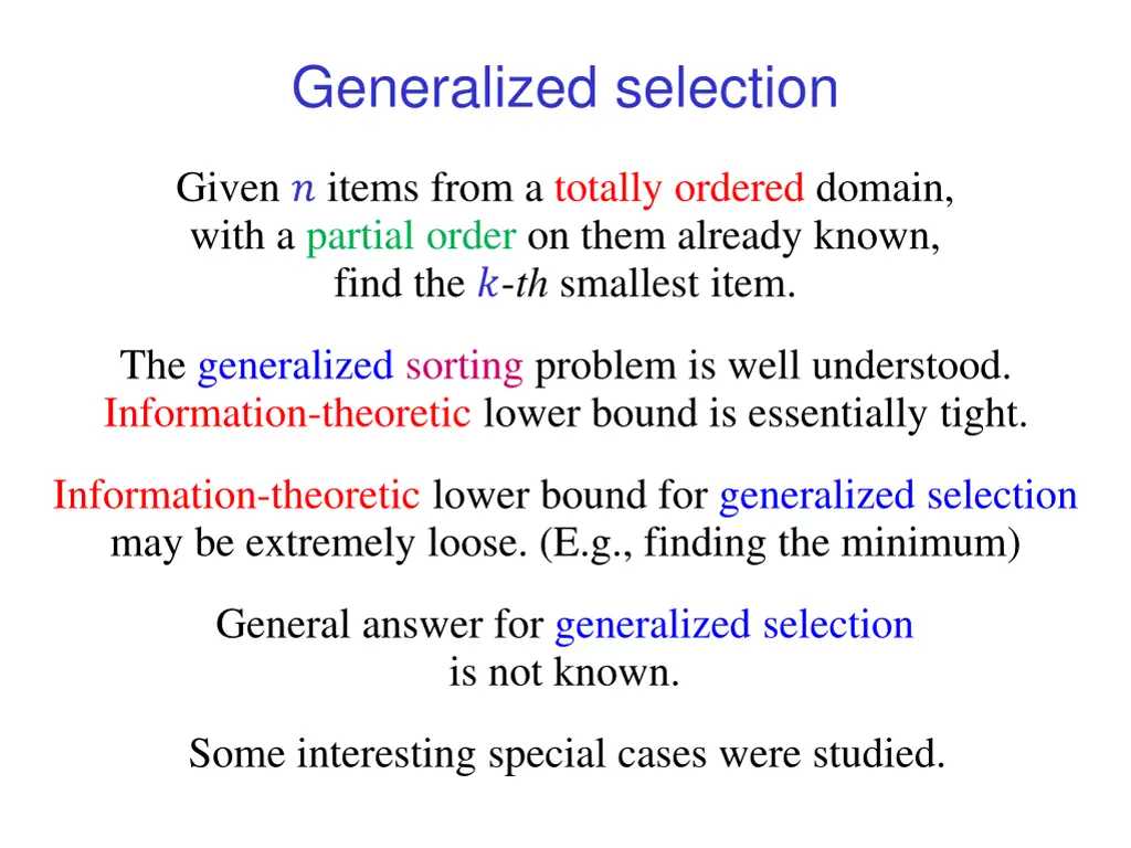 generalized selection 1