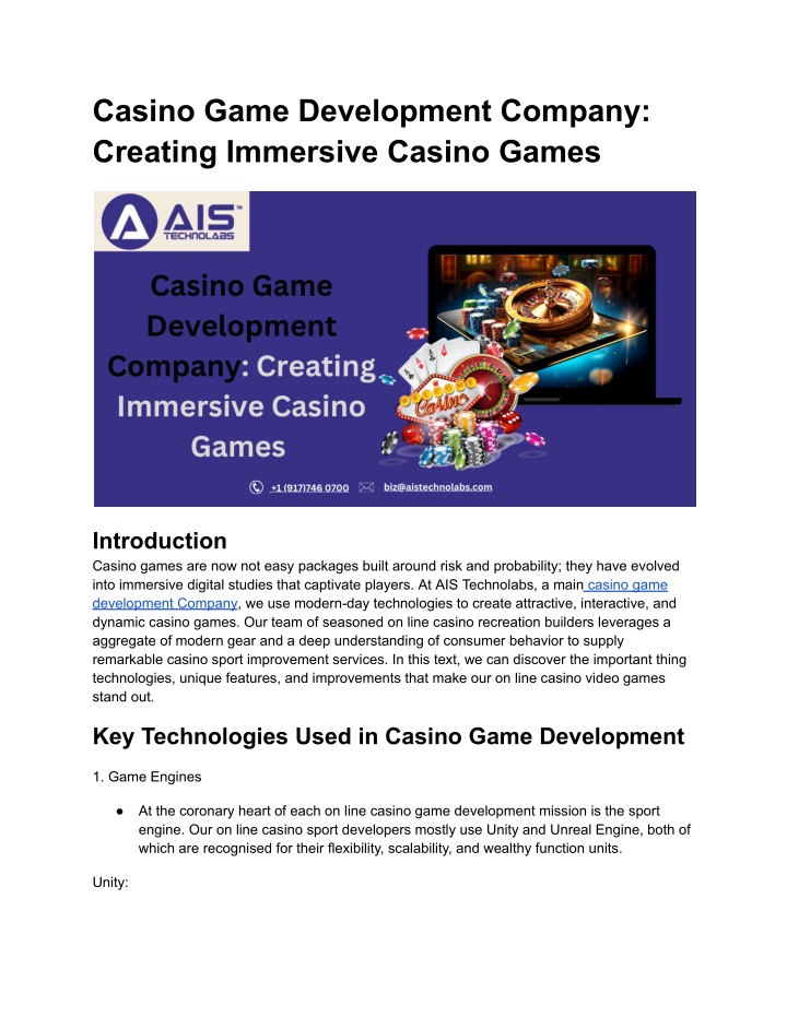 casino game development company creating