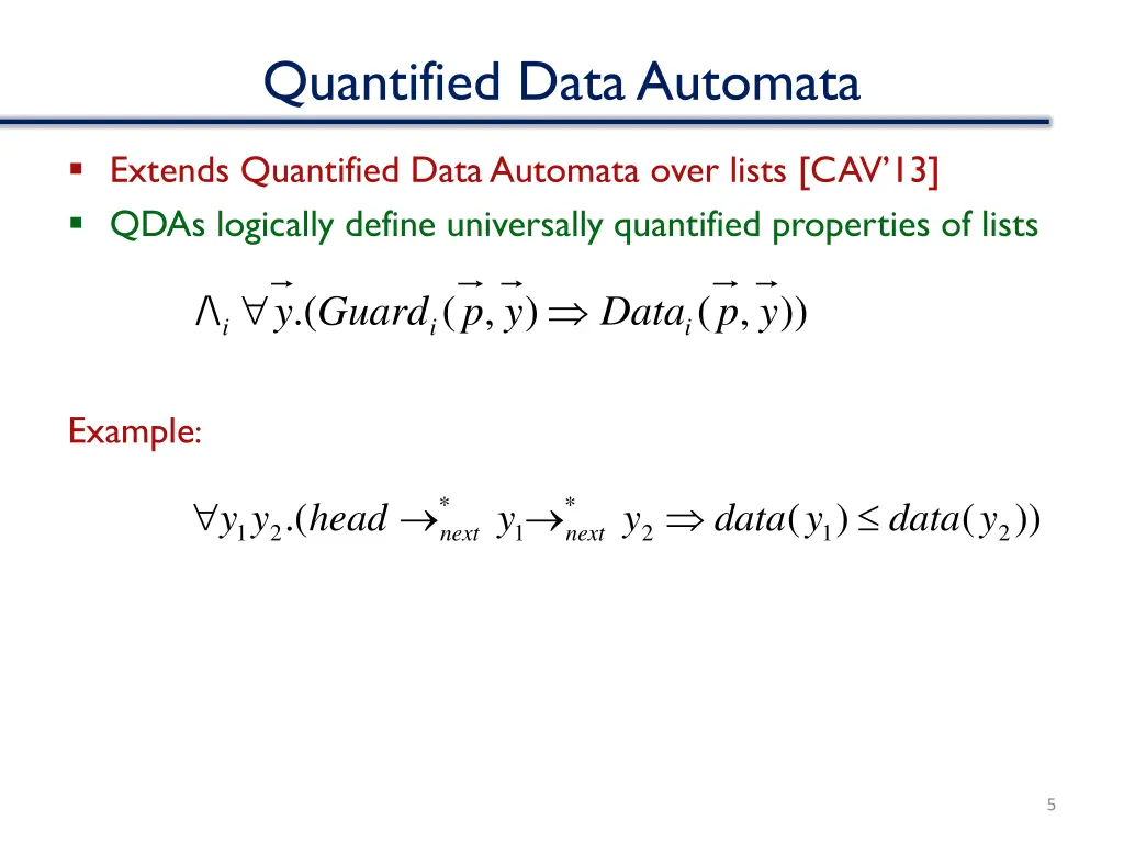 quantified data automata