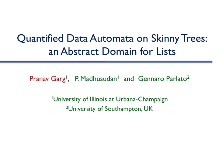 quantified data automata on skinny trees