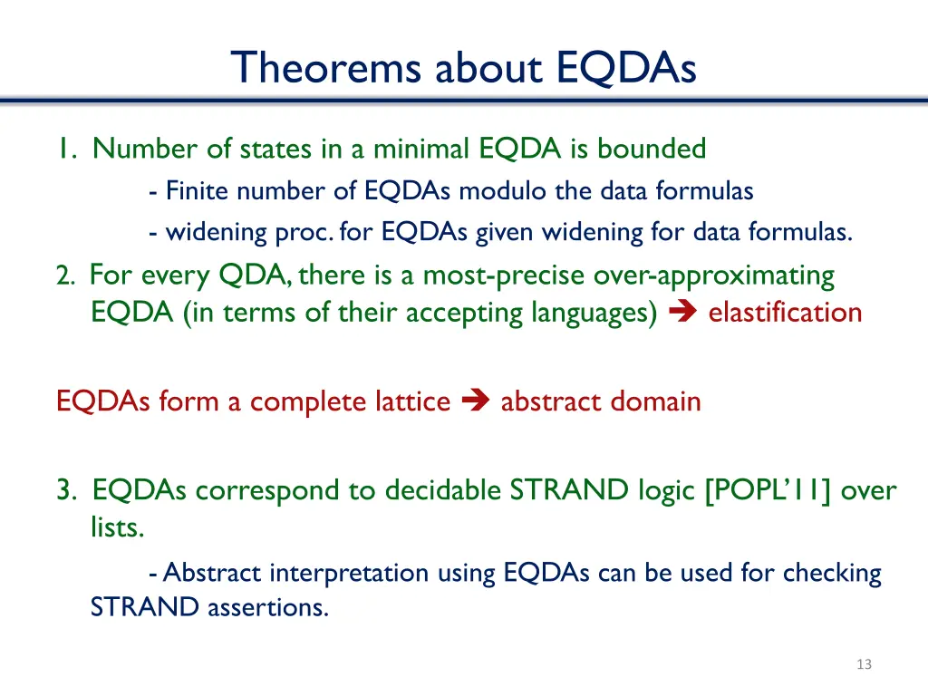 theorems about eqdas