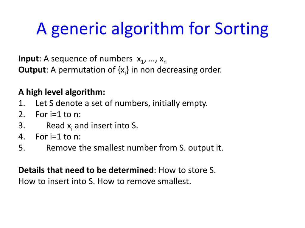 a generic algorithm for sorting