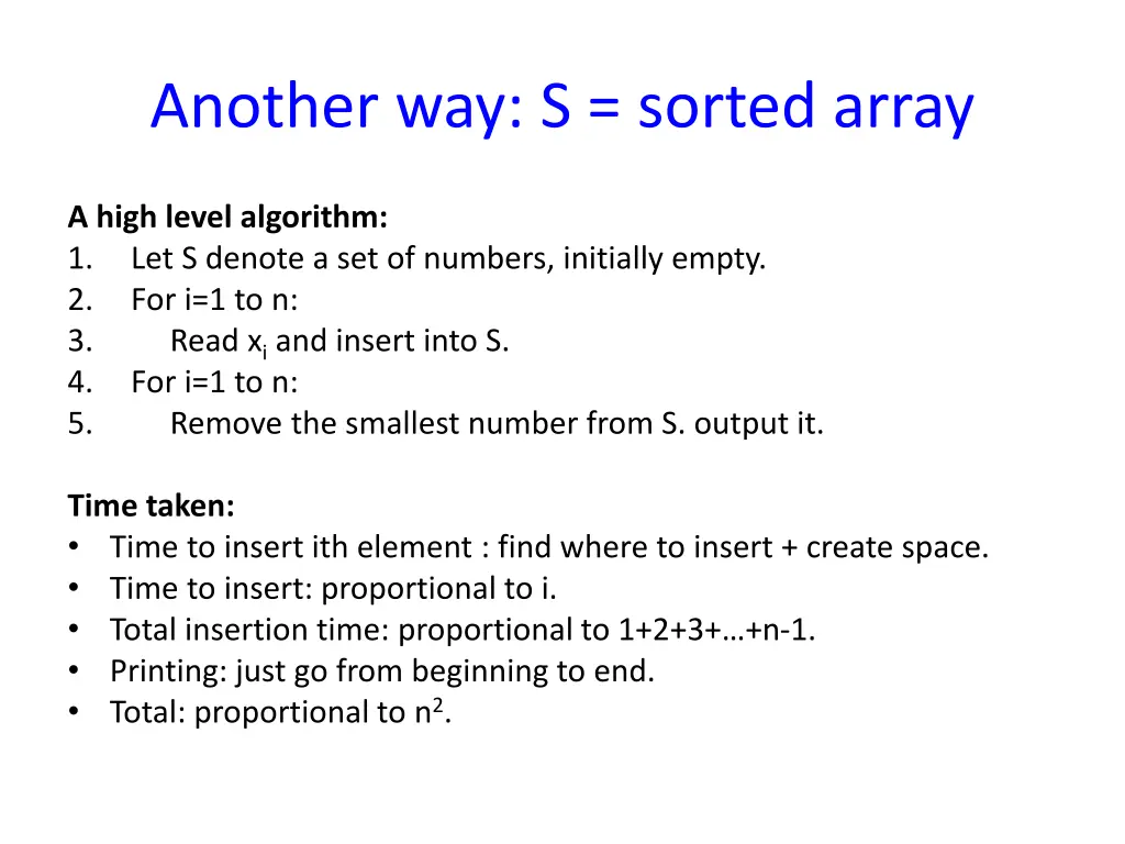 another way s sorted array