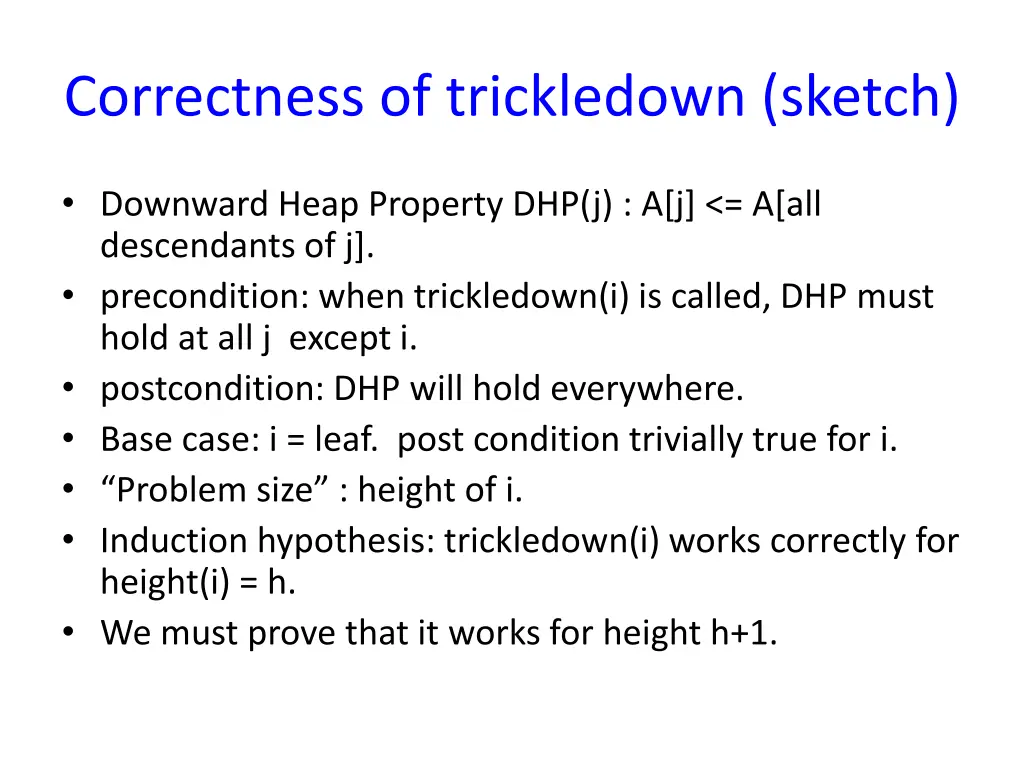 correctness of trickledown sketch