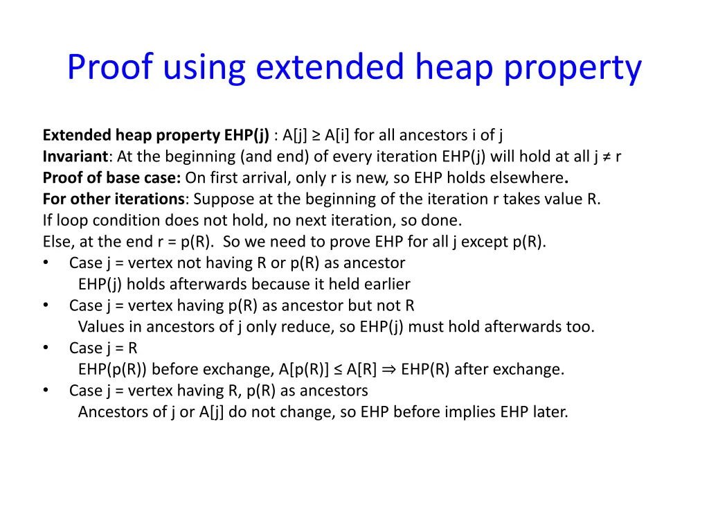 proof using extended heap property