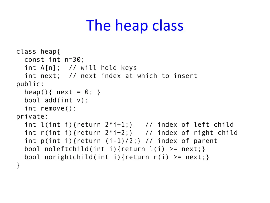 the heap class