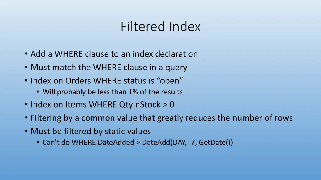 filtered index