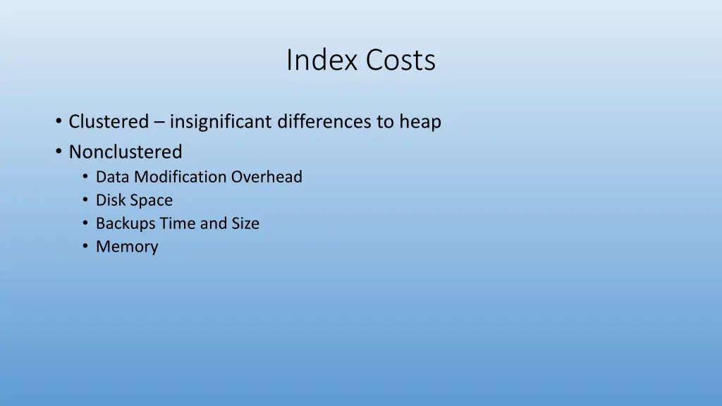 index costs