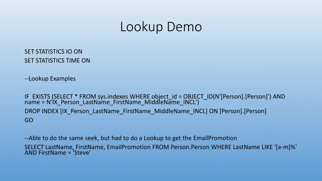 lookup demo