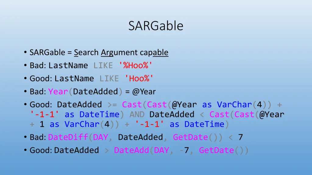 sargable