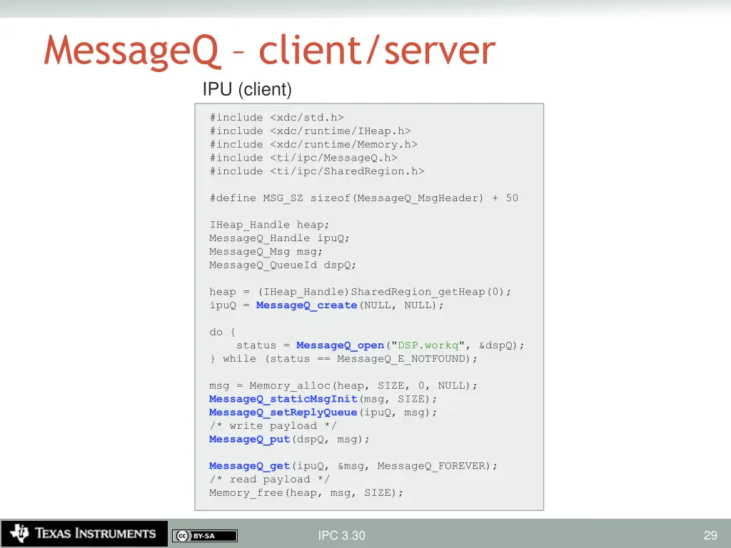 messageq client server ipu client