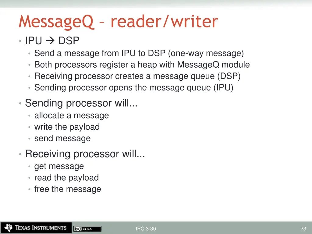 messageq reader writer ipu dsp send a message