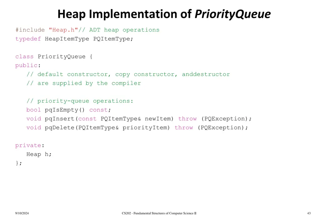 heap implementation of priorityqueue 1