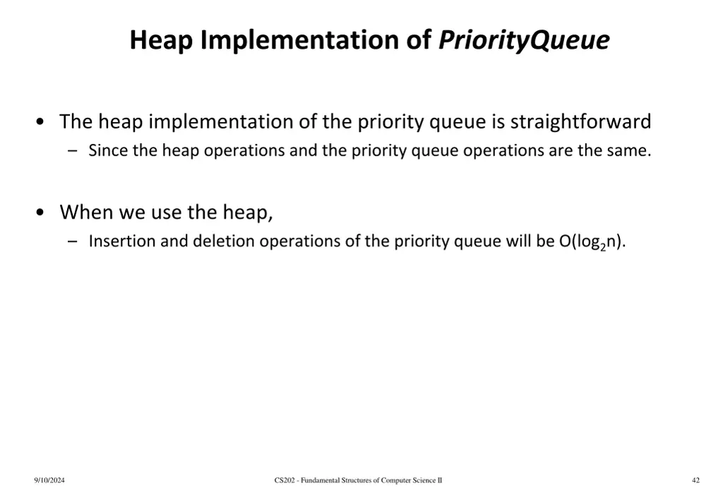 heap implementation of priorityqueue