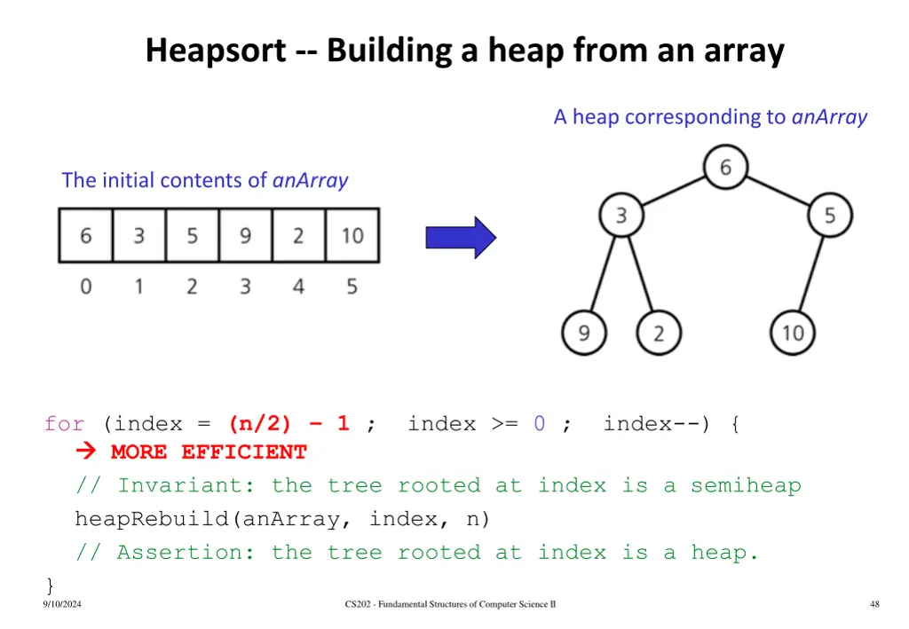 heapsort building a heap from an array 1