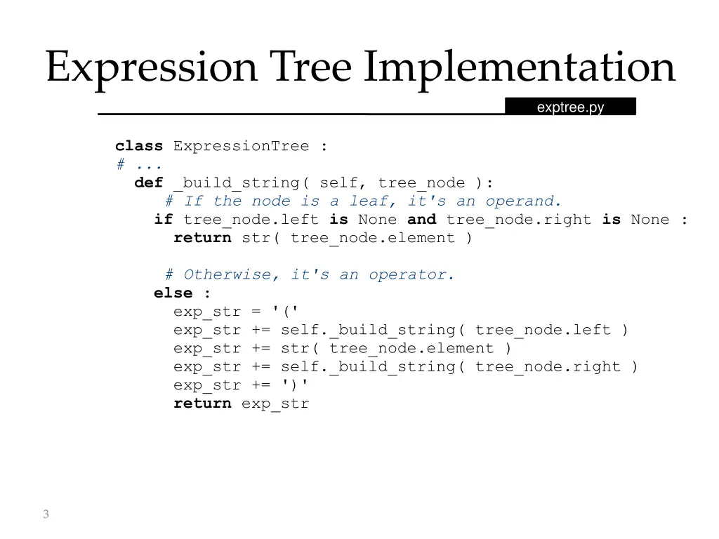 expression tree implementation