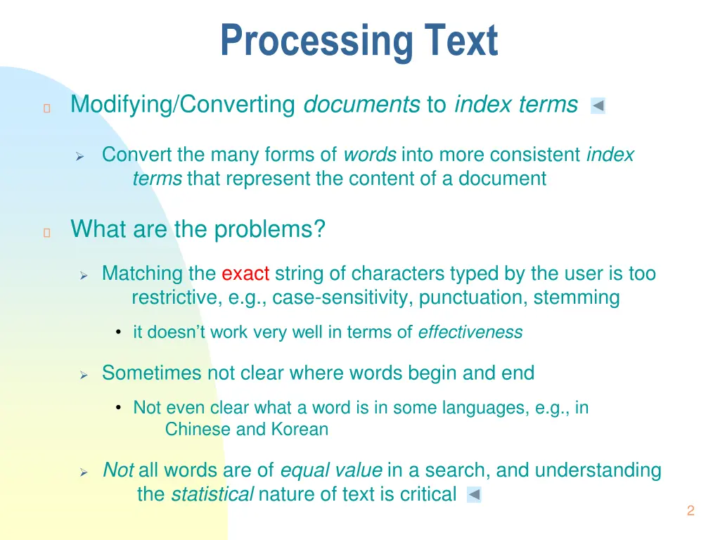 processing text