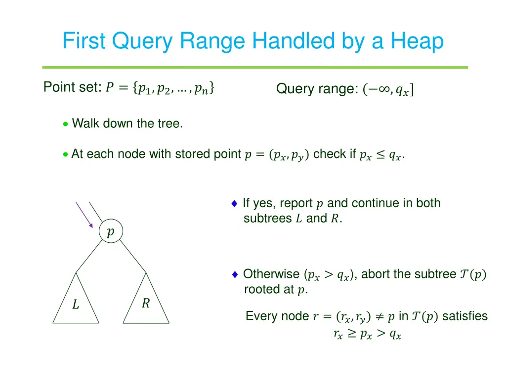 first query range handled by a heap