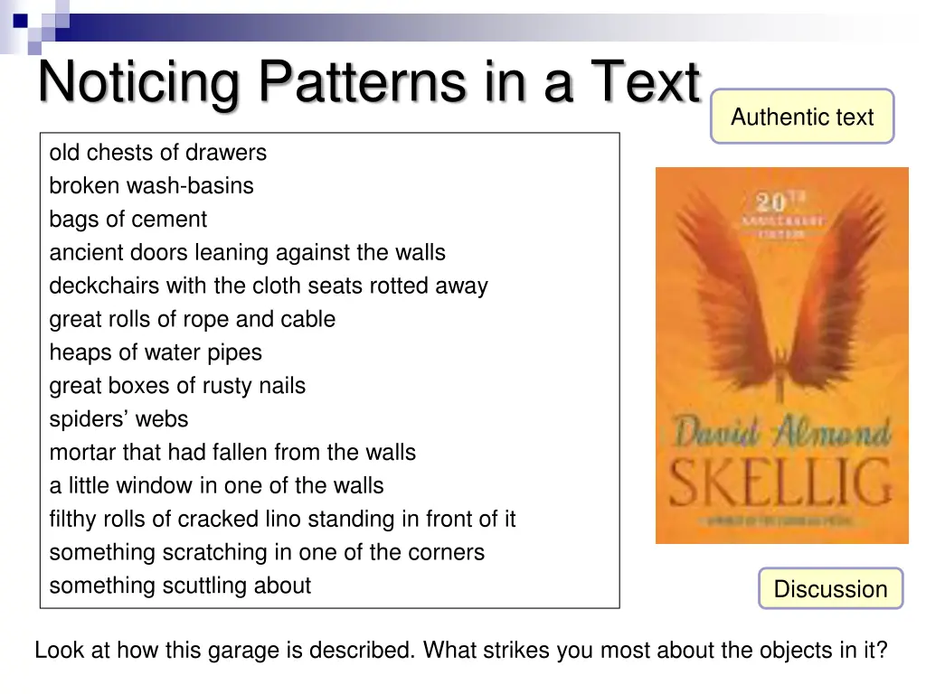 noticing patterns in a text