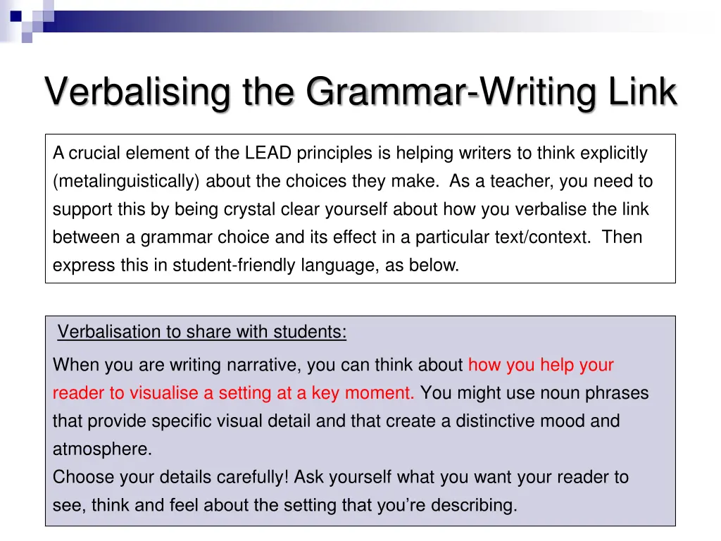 verbalising the grammar writing link