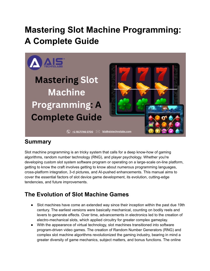 mastering slot machine programming a complete