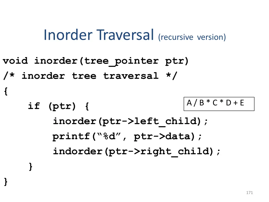 inorder traversal recursive version