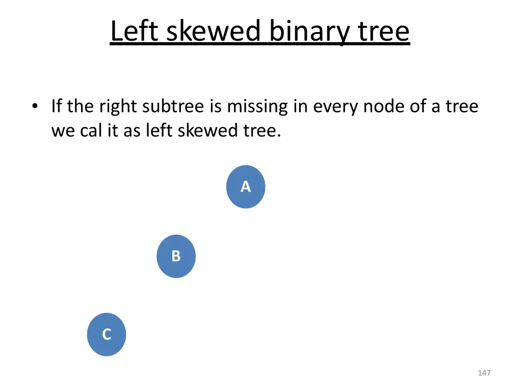 left skewed binary tree