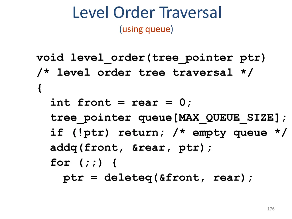 level order traversal using queue