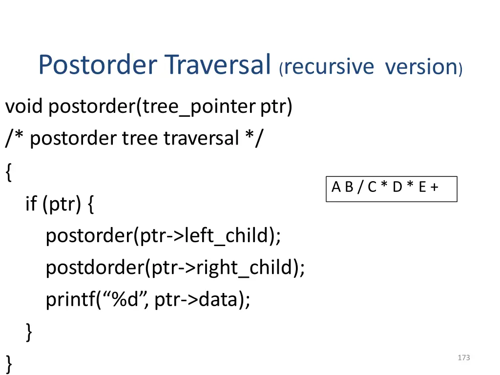 postorder traversal recursive