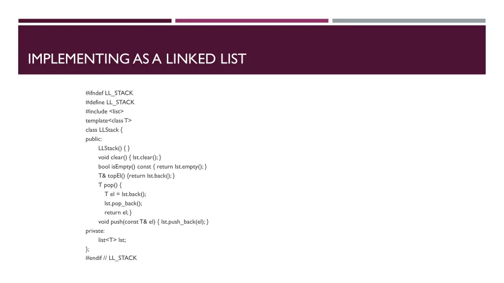 implementing as a linked list