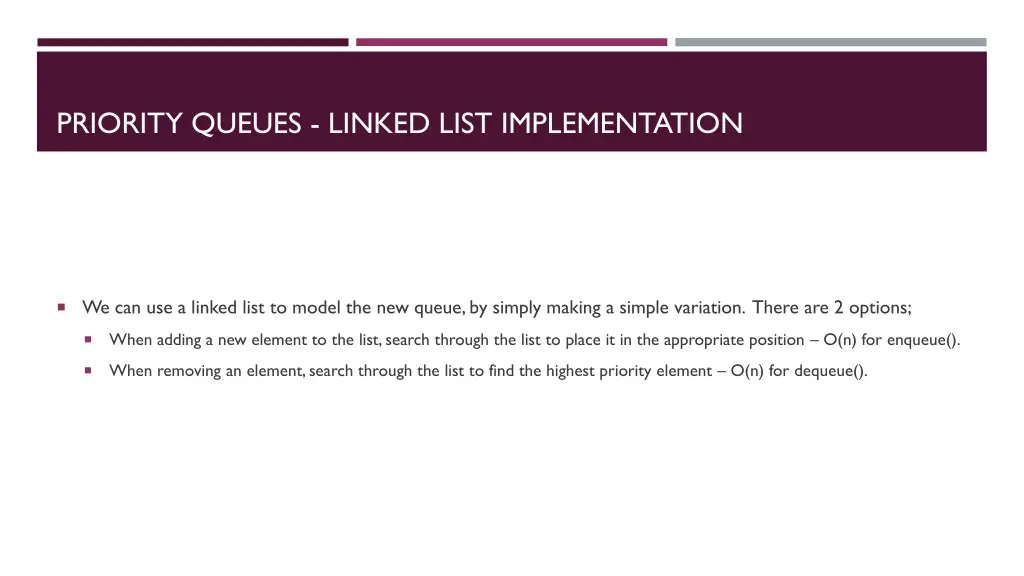 priority queues linked list implementation