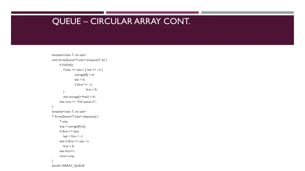 queue circular array cont