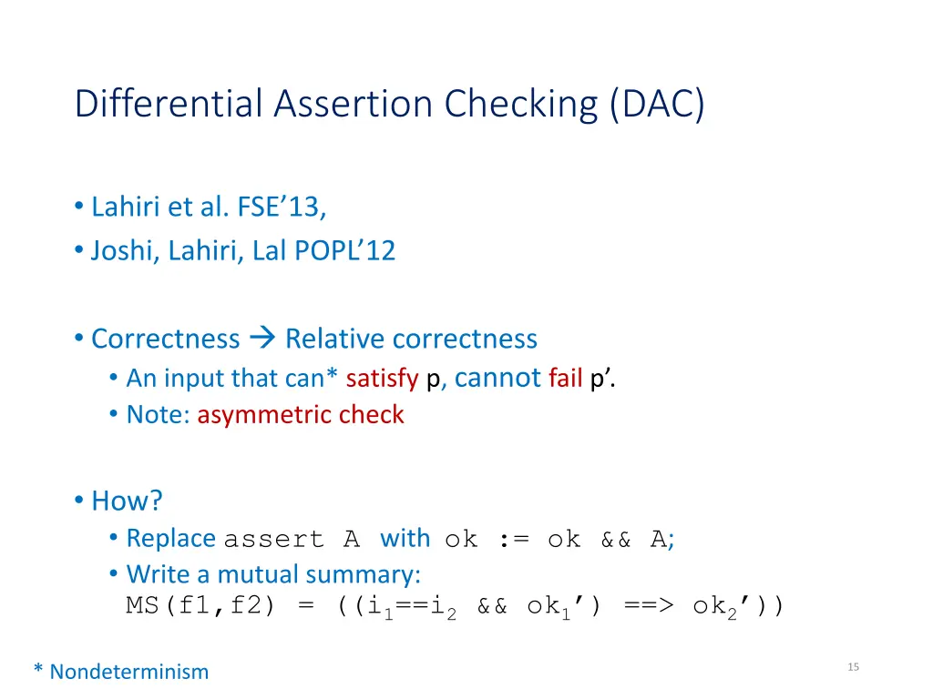 differential assertion checking dac