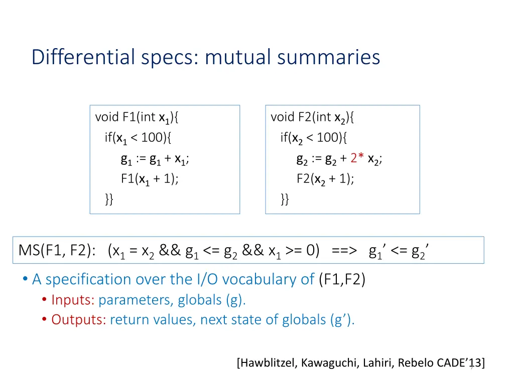 differential specs mutual summaries