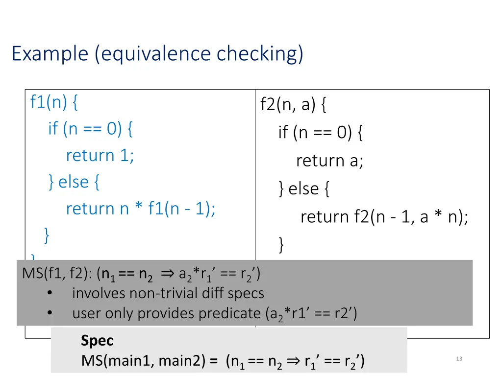 example equivalence checking