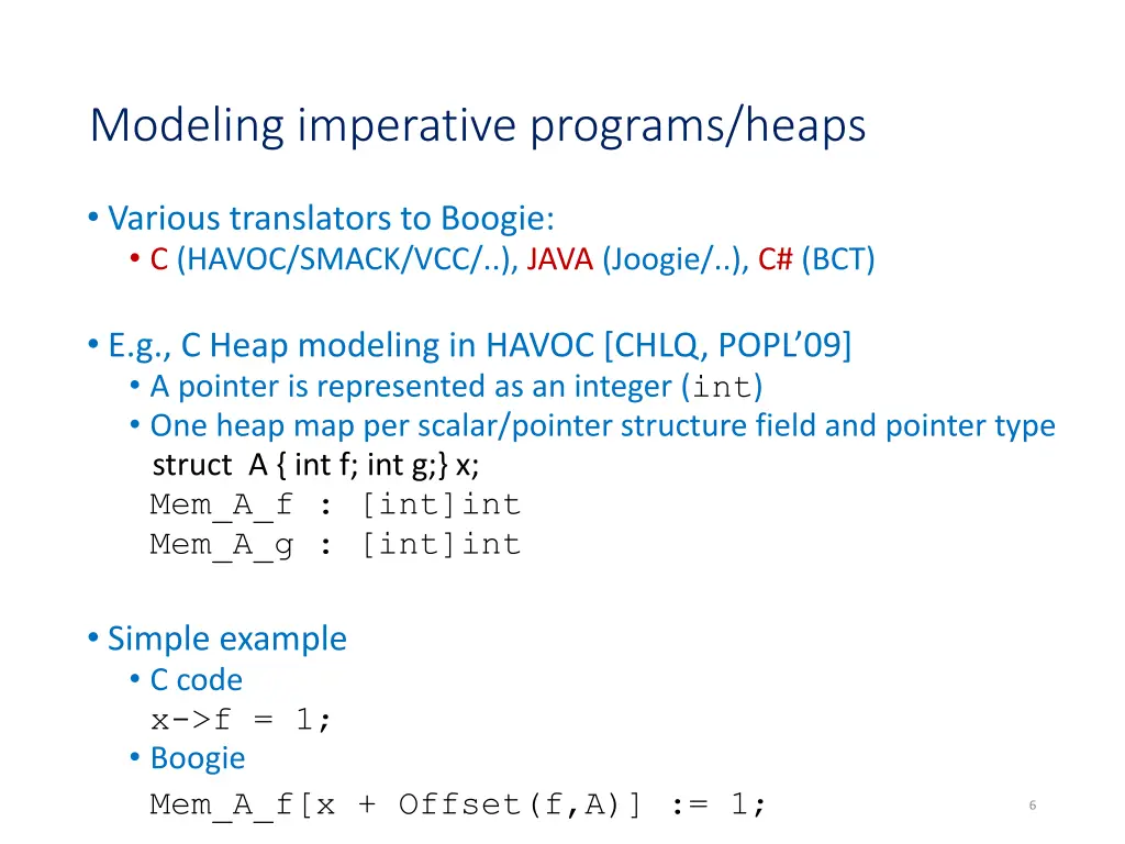 modeling imperative programs heaps