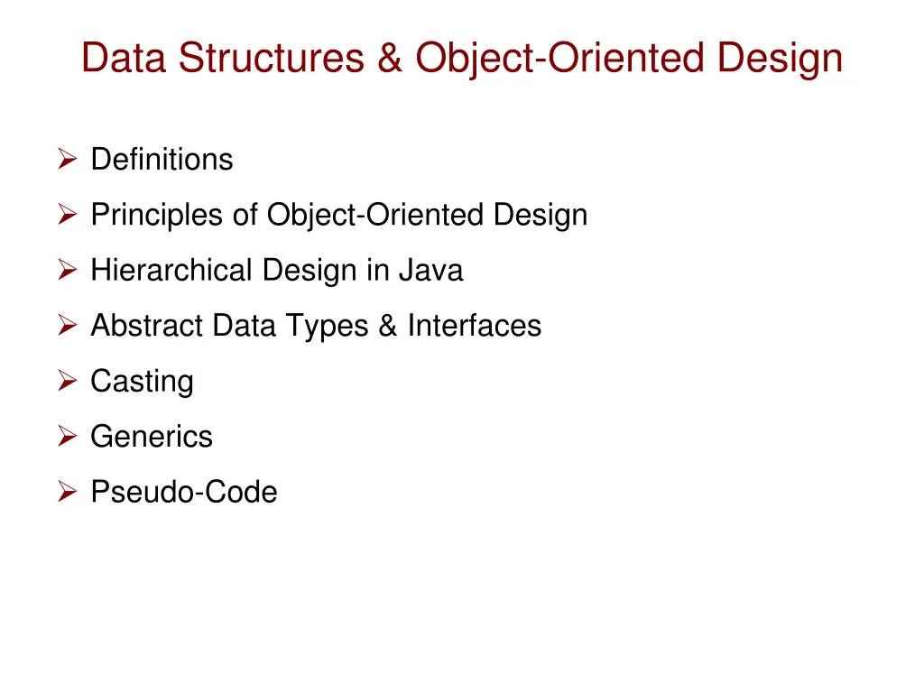 data structures object oriented design