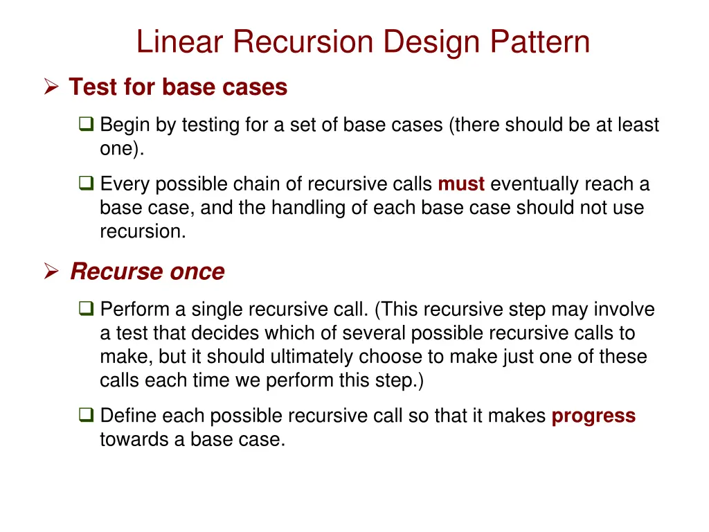 linear recursion design pattern