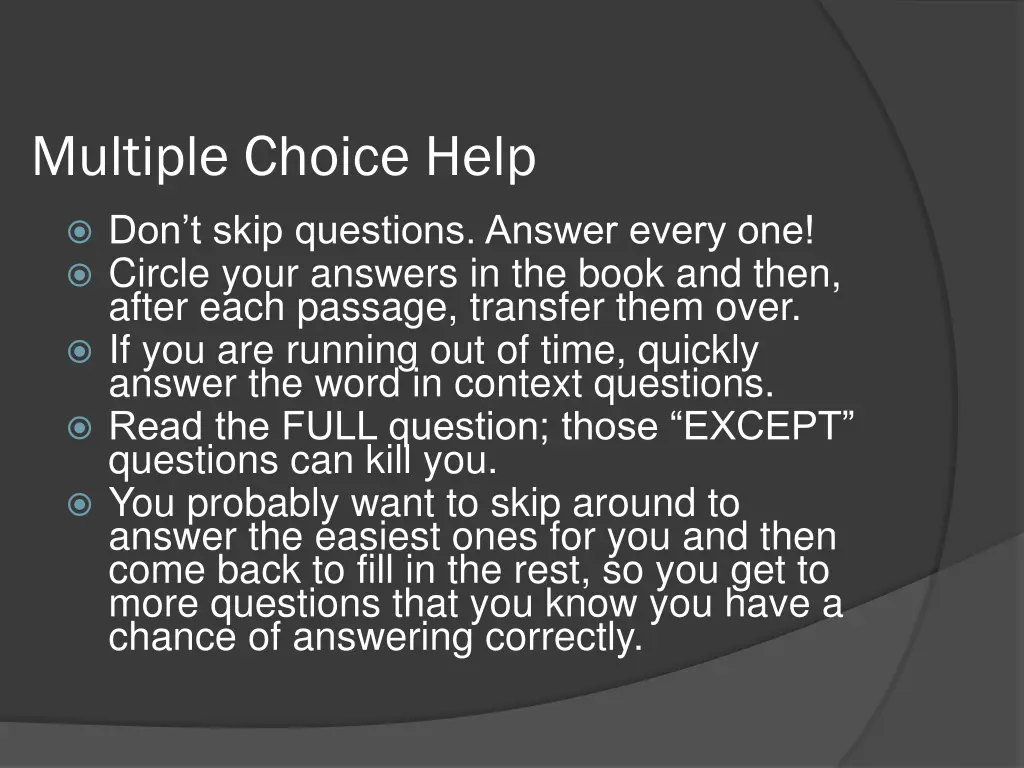 multiple choice help