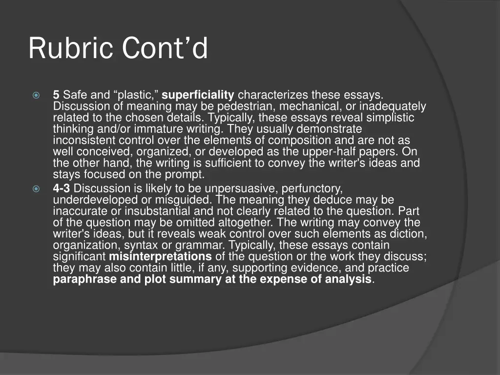 rubric cont d