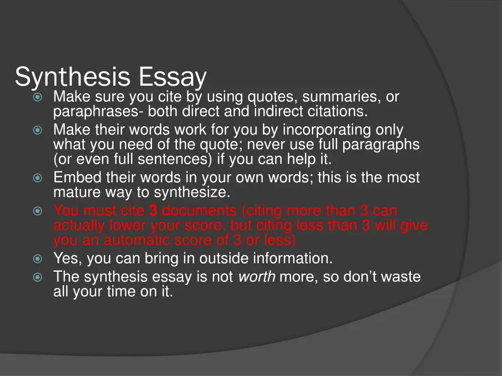 synthesis essay make sure you cite by using