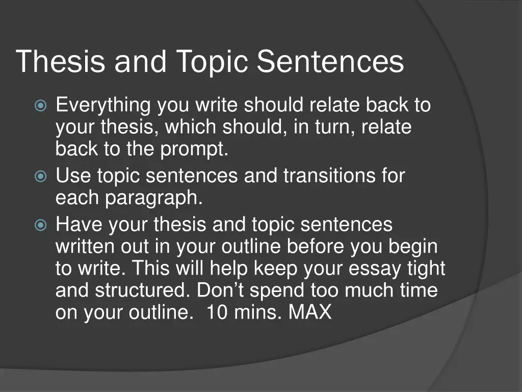 thesis and topic sentences