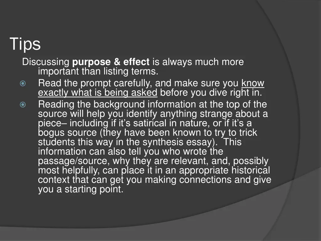 tips discussing purpose effect is always much