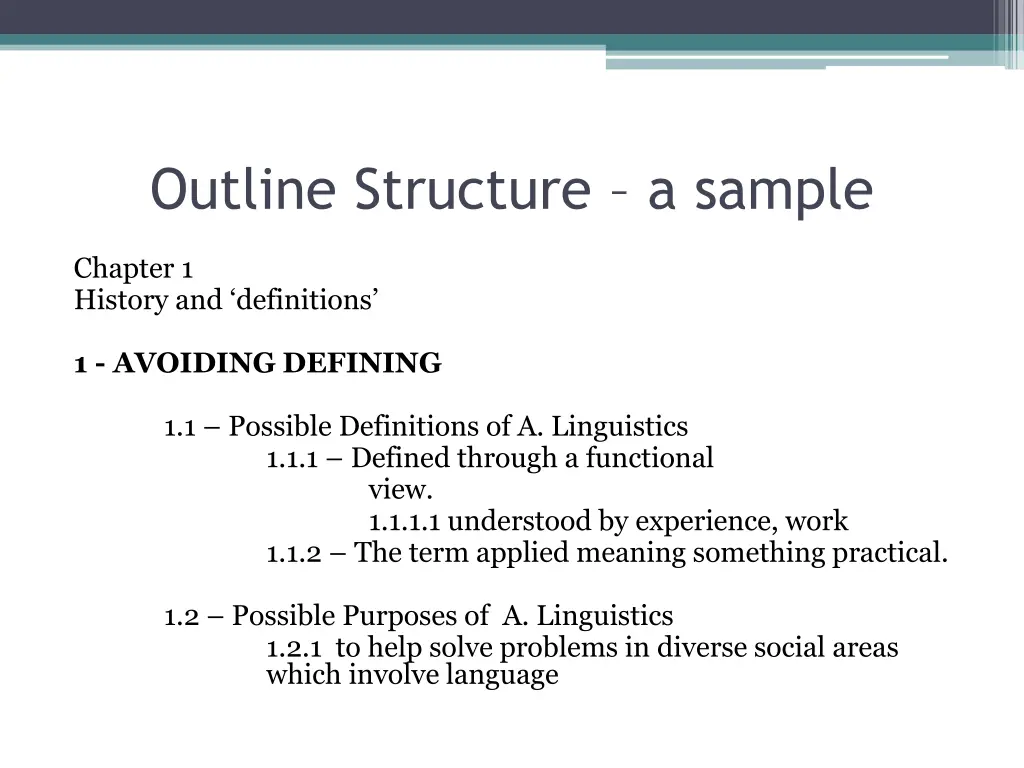 outline structure a sample 1