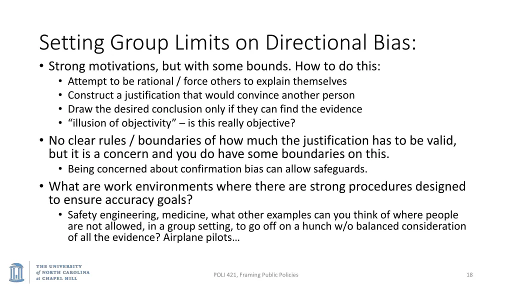 setting group limits on directional bias strong